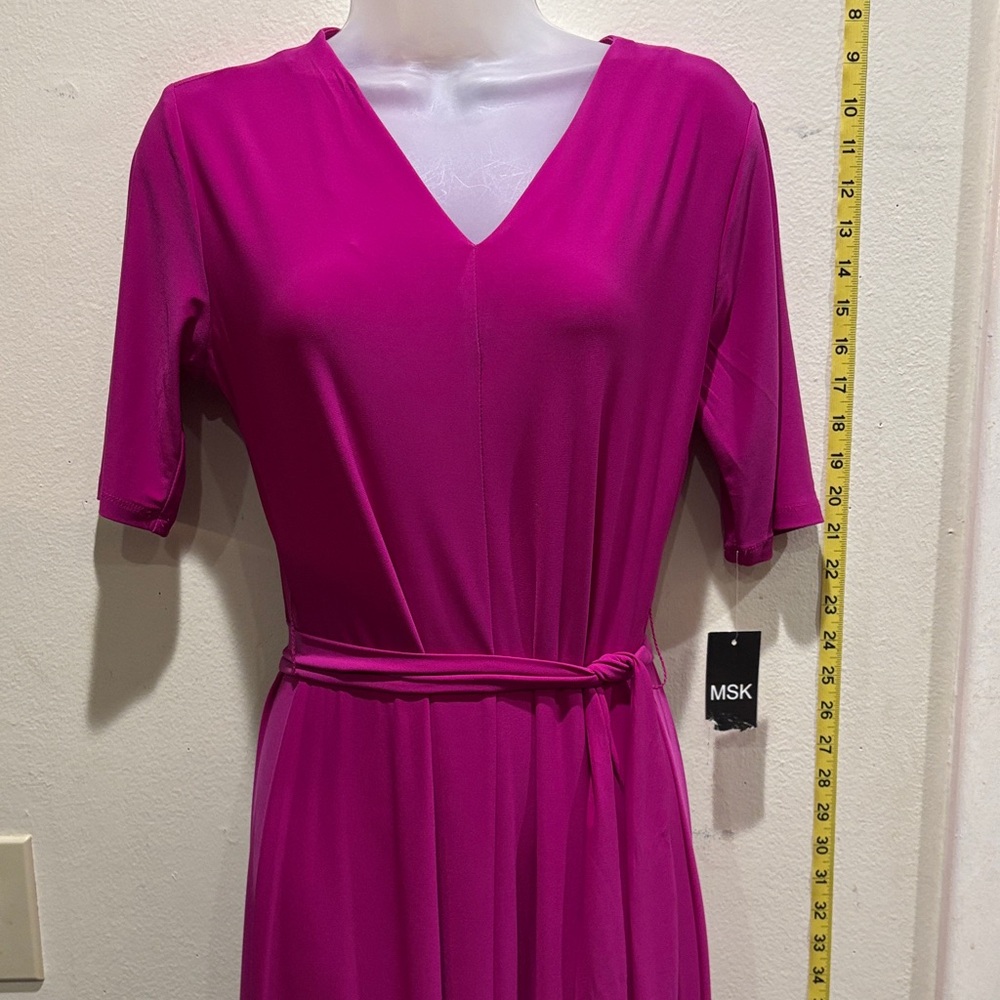 MSK Women's Fuchsia V-Neck long Dress